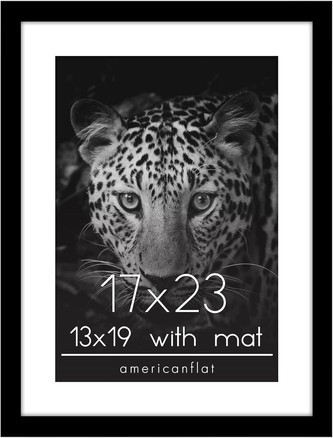 Photo Albums, Frames & Accessories - Americanflat 13x19 Picture Frame with Mat or 17x23 Picture Frame Without Mat in Black Engineered Wood with Plexiglass Cover and Included Hanging Hardware for Horizontal and Vertical Formats for Wall