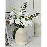 Pottery Country Vase, Bohemian Farmhouse Decor Terracotta Flower Vase, 7.5 Inch, Suitable for Tabletop, Dining Table, Living Room Decor Off-White