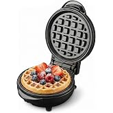 OVENTE Mini Waffle Maker Machine, 4-Inch Chaffle Mold, 550W, Black WM215B | Non-Stick Surface, Quick Heat-Up and Overheat Protection, Perfect for Breakfast, Dessert, Sandwich and Snacks, 550W