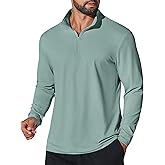 COOFANDY Mens Quarter Zip Pullover Athletic Shirt Long Sleeve Sun Protection Shirt Golf Zip Up Lightweight T Shirts for Man
