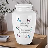 Abooxiu 10 Inches Cremation Urns for Human Ashes Ceramic Keepsake Urn Butterflies Urns for Human Ashes Decorative Urn for Adult Memorial Funeral Ashes Keepsake - Up to 200 lbs