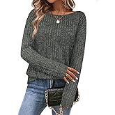 Womens Tops Sweaters Ladies Tunics Casual Long Sleeve Shirts Blouses Tees Dressy Casual Clothing Boat Neck Fashion 2025