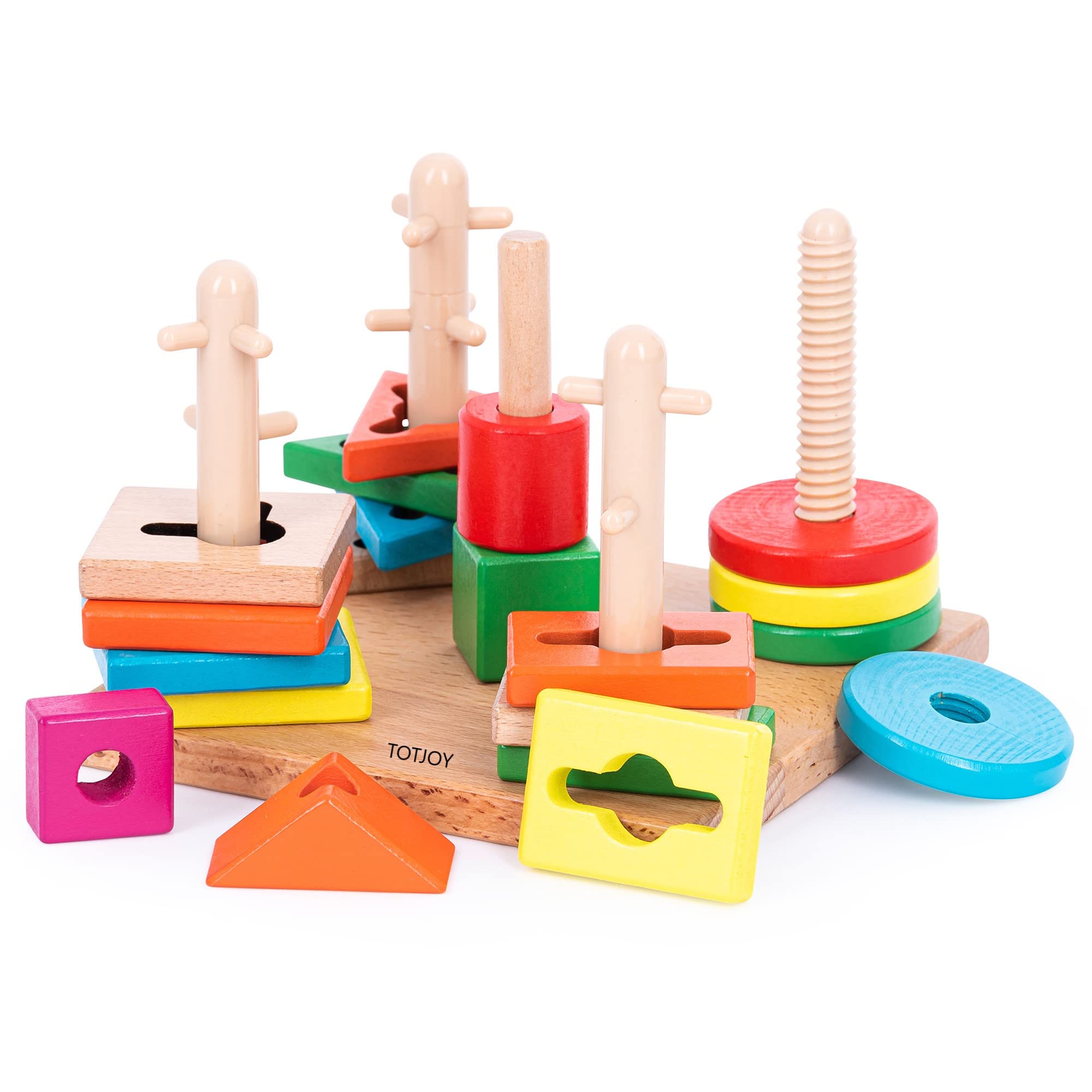 Montessori toys for 2 year olds Geometric Shapes sorting Busy Board for Toddlers wooden toys for 18+ Months olds Gears Blocks Shapes Sorting Stacking Sensory Boys Girls Educational puzzle 2+ year
