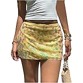 Floerns Women's Y2k Sequin Low Waisted Skirt Sparkly Beaded Bodycon Mini Night Out Skirts