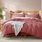 Nestl Pink Clay Duvet Cover Queen Size - Soft Double Brushed Queen Duvet Cover Set, 3 Piece, with Button Closure, 1 Duvet Cover 90x90 inches and 2 Pillow Shams