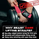 BEAST RAGE Weight Lifting Straps Cotton Padded Gel Grips Pink view 8