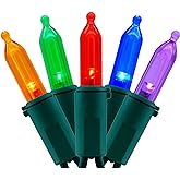 YULETIME 200 Multicolor LED Christmas Lights, 66 ft Green Wire String Light | Stay Lit, End-to-End Connectable, UL Certified, Commercial Grade, 1-Strand 200 Lights, 4" Spacing
