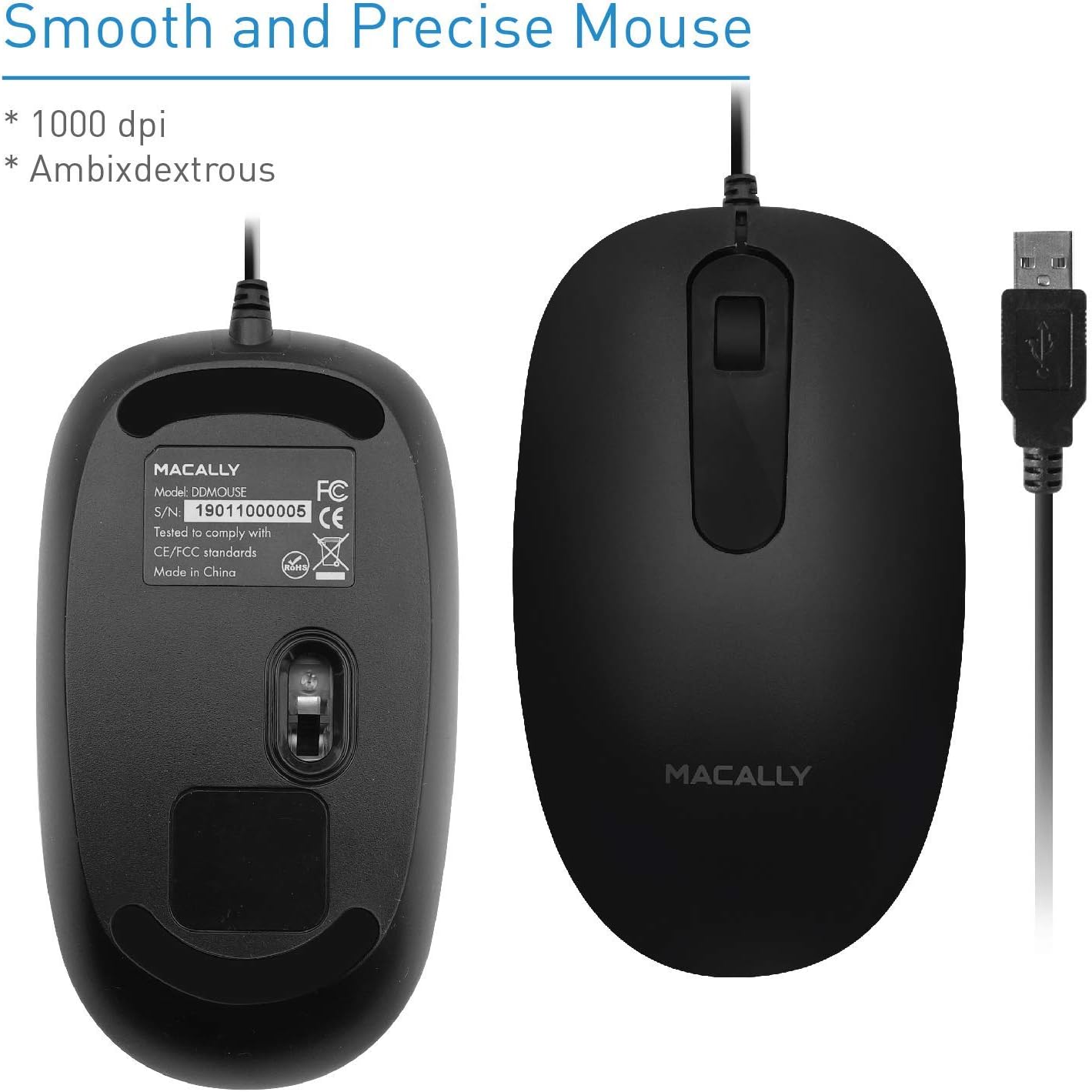 Macally USB Wired Keyboard and Mouse Combo Bundle - Simple & Easy to Use Ultra Slim USB Keyboard Mouse Combo - Compatible with Windows 10/8/7/Vista/Xp, etc. - Plug & Play: Computers & Accessories