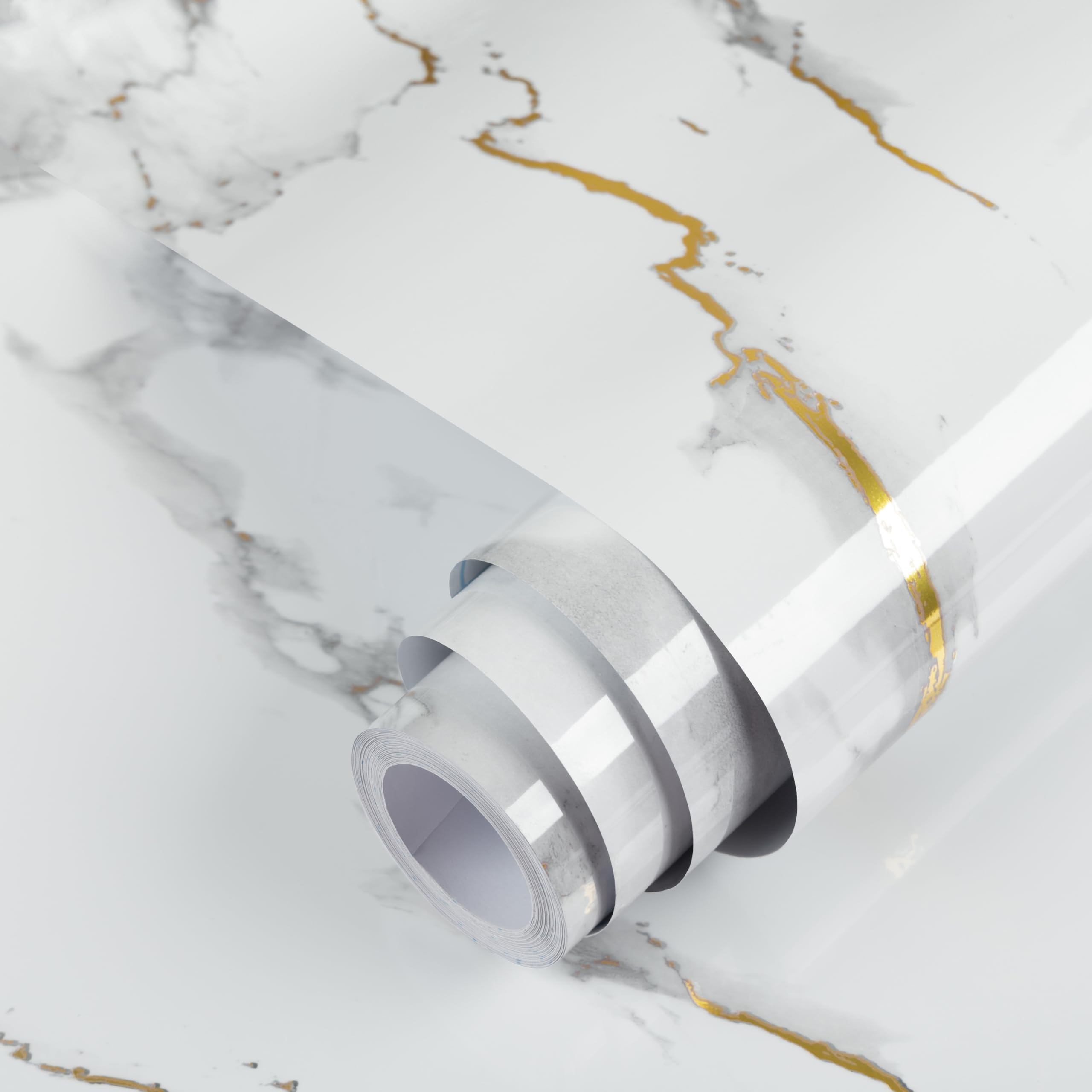 practicalWs Glossy Marble Wallpaper Peel and Stick