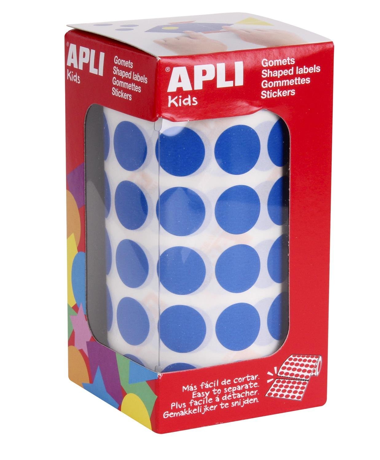 APLI Kids 4856 – Self-Adhesive Circular Gomets 15 mm Blue on Roll with 2832 Stickers