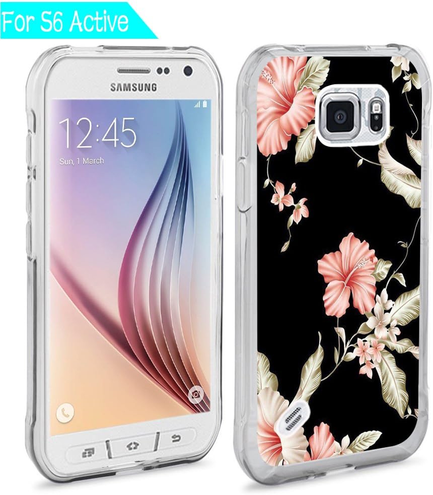 Ecute Clear Flexible Side Style Hard Back Case Compatible with Samsung Galaxy S6 Active- Pink Rose