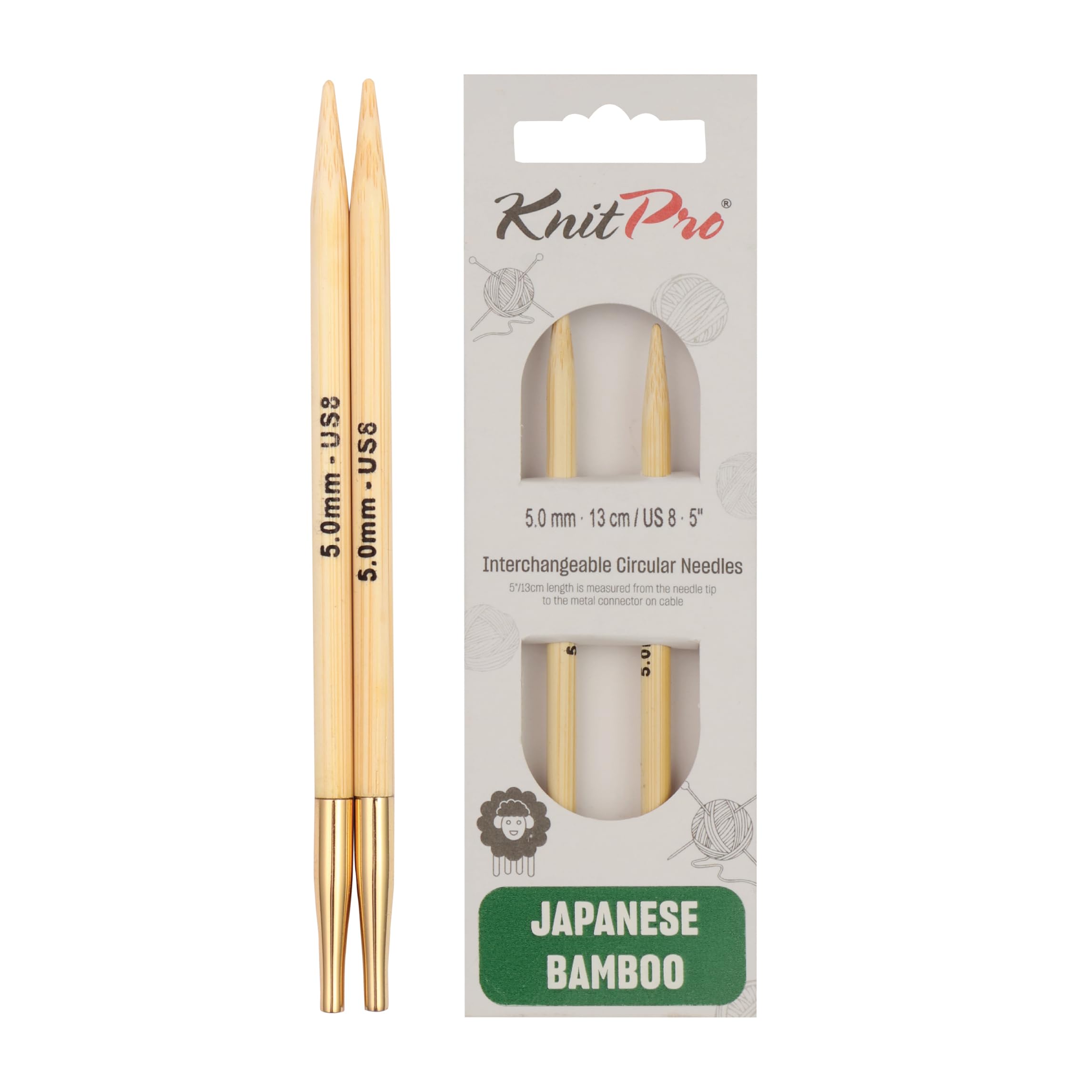 KnitPro Bamboo Interchangeable Circular Needles 5" (13cm) | 5.00mm
