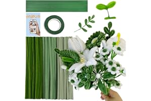 URSDIART 311pcs Pipe Cleaners Flowers Kit,300pcs Green Pipe Cleaners Crafts Chenille Stems Bulk 10 Flower Stems Green Tape, Art and Craft Projects Supplies for Flowers, Classroom Project,Decoration