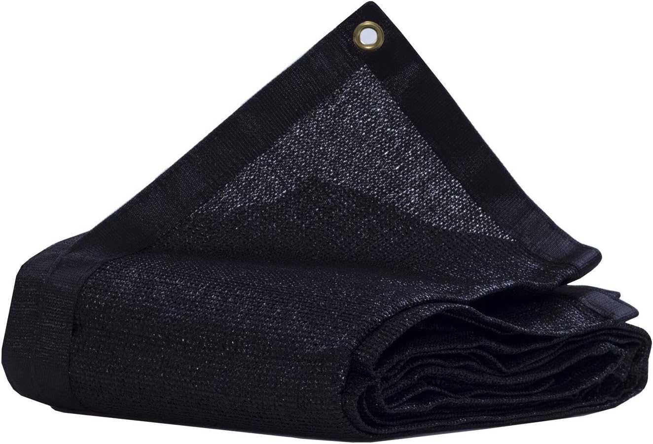 JTsuncover- 90% Heavy Duty Shade Cloth Mesh Sun Block Fabric - with Grommets -Black 10 ft x 20 ft