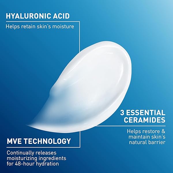 CERAVE MOISTURIZING CREAM, FACE BODY MOISTURIZER, NORMAL TO DRY SKIN, 8 FL OZ
