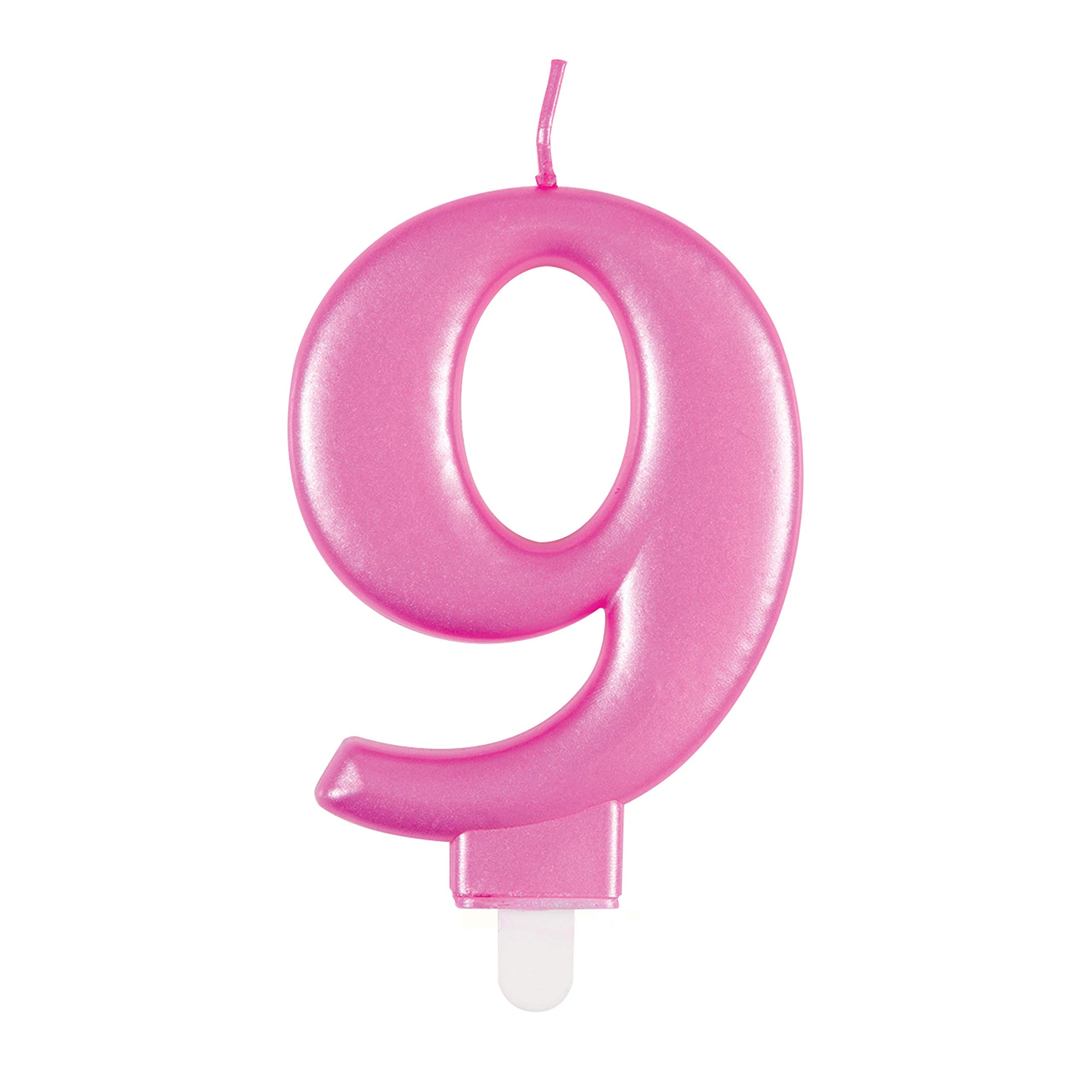 Dazzling Metallic Pink Number 9 Birthday Candle - Perfect Cake Topper for Unforgettable Milestones - 1 Pc