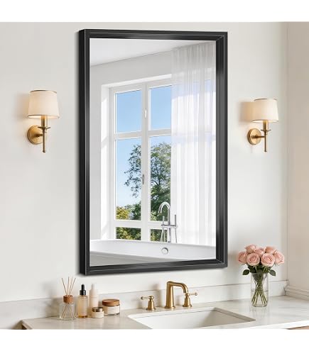 Amazon.com: MCS 20x34 Black Metal Corner Frameless Mirror : Home