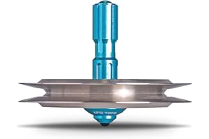 PLEXITY LABS UFO Tops - Lubbock Lights | Metal Spinning Top | Inspired by The 1951 Lubbock, Texas UFO Incident | Raw Stainless Steel UFO with Plover Blue Power Core
