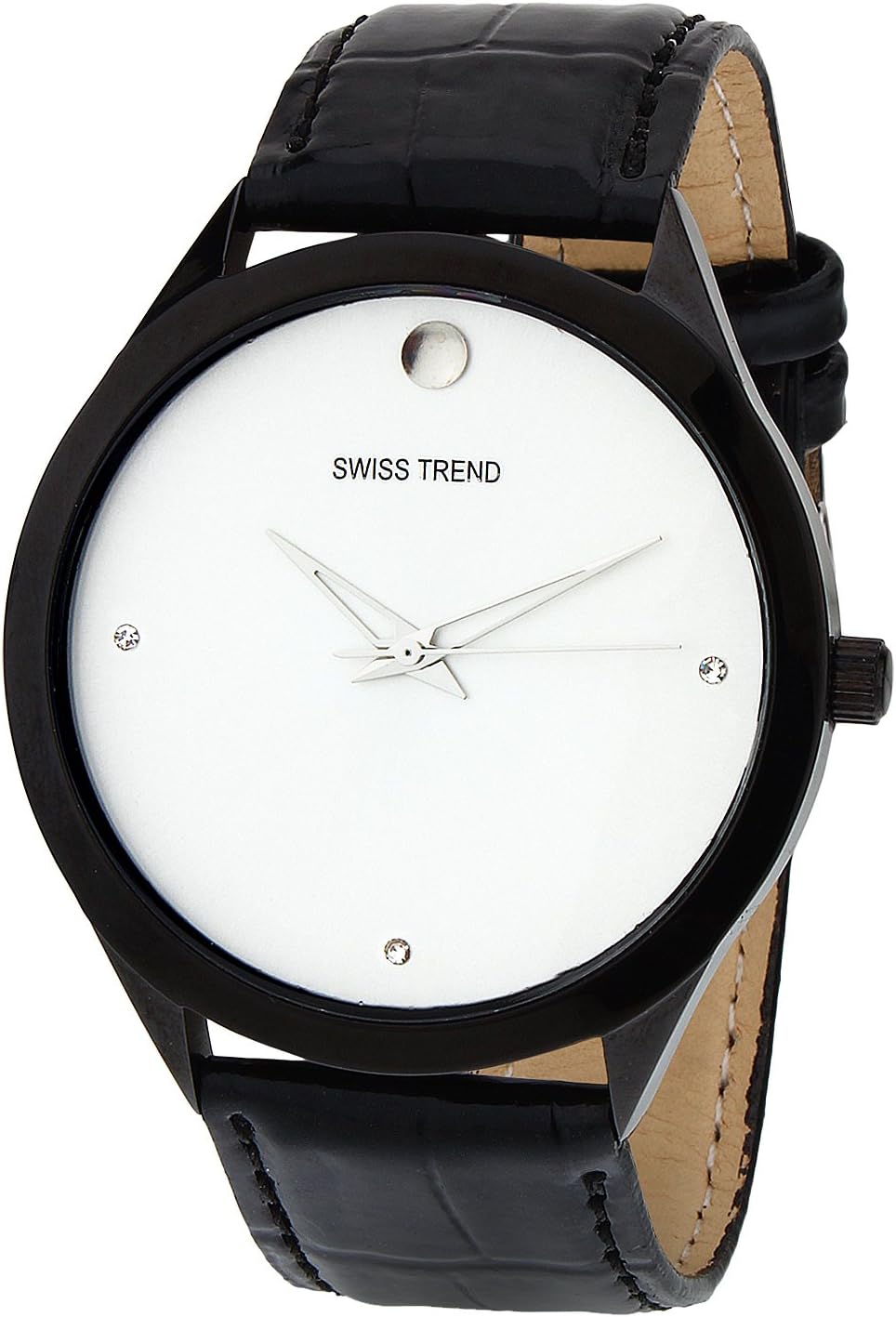Swiss Trend Classy Black Bezel White Dial Men's Watch|Boy's Watch