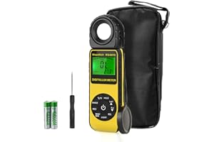 Light Meter with 400,000 Unit Lux/Fc Foot Candles Luxmeter Display 3999 Handheld Ambient Temperature of ℃/℉ 270° Rotatable Se