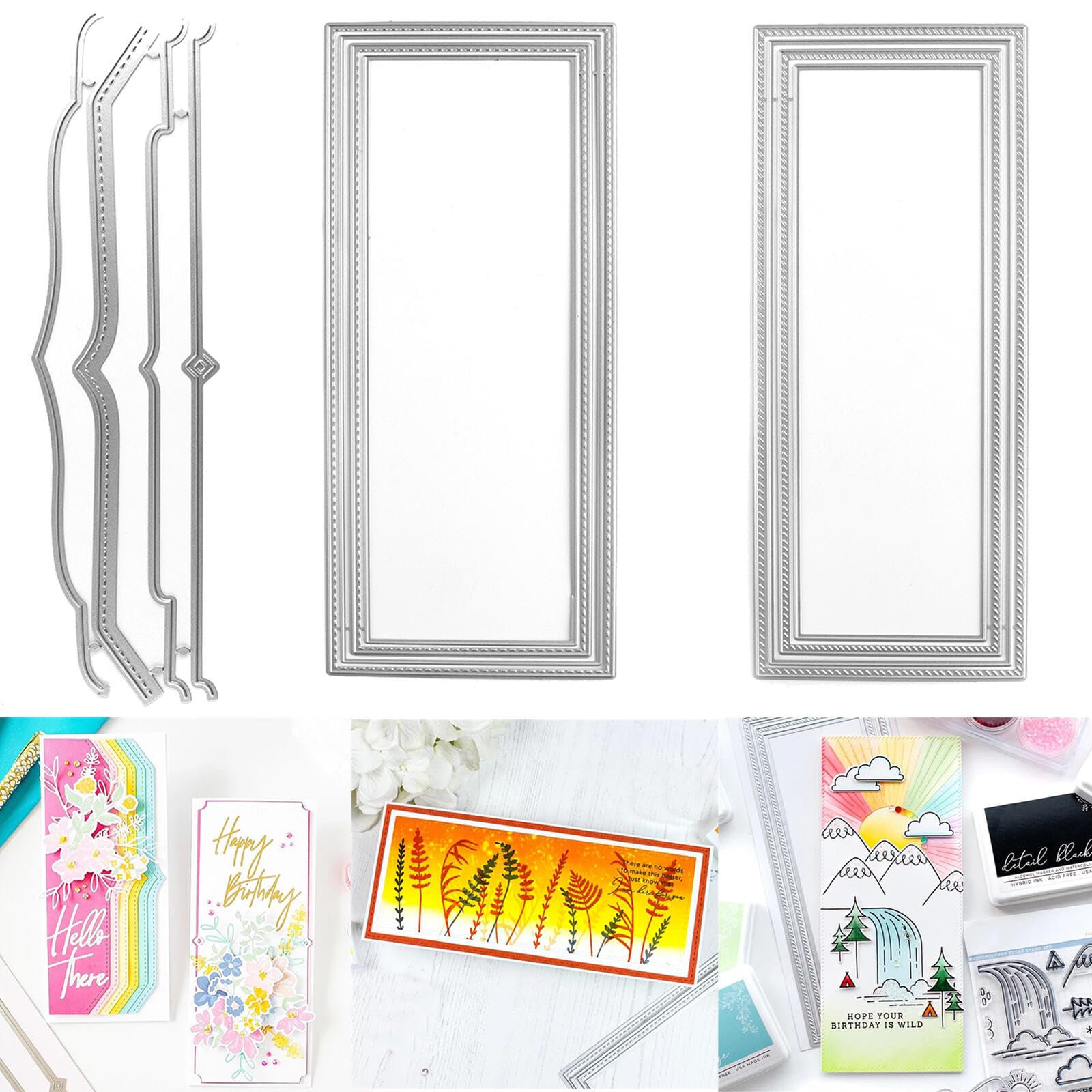 3 Slimline Frame Dies for Card Making Slim Cut