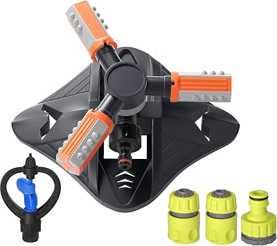 Dermasy Garden Sprinkler Automatic 360 Degree Rotating with Quick Connectors