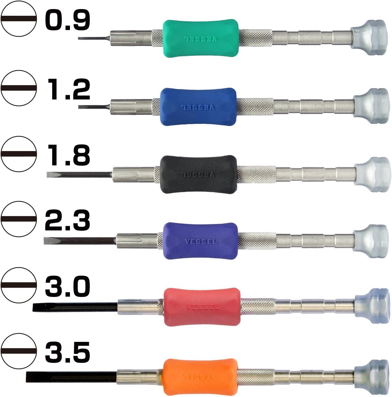 VESSEL Precision Screwdriver Set TD-55 / -0.9, -1.2, -1.8, -2.3, -3.0, -3.5, Multicolored - Image 4