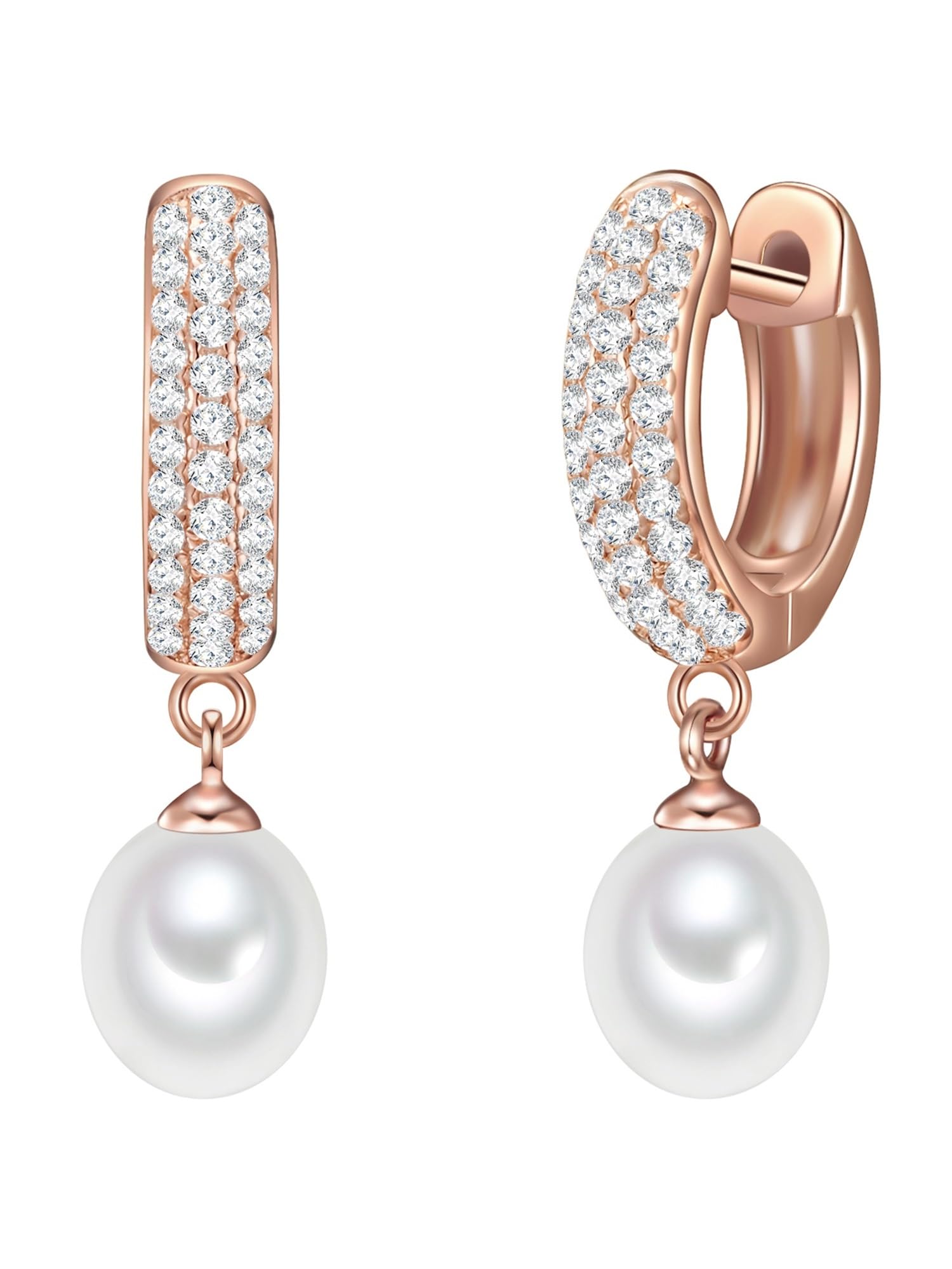 Valero Pearls Female 925/- Sterling Silver Zirconia (CZ) Fresh Water Cultured Pearl(s) approx. 6,0-7,0 mm Hoop earring
