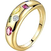AllenCOCO Chunky Gold Plated Rings for Women - Trendy Cubic Zirconia 14k Gold Filled Stackable Rings