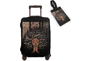 Hepmant Travel Suitcase Protector African American Woman Elastic Protective Washable Luggage Cover With Concealed Zipper Suitable For 18-32 Inch 【L (for 25-28 inch luggage)】