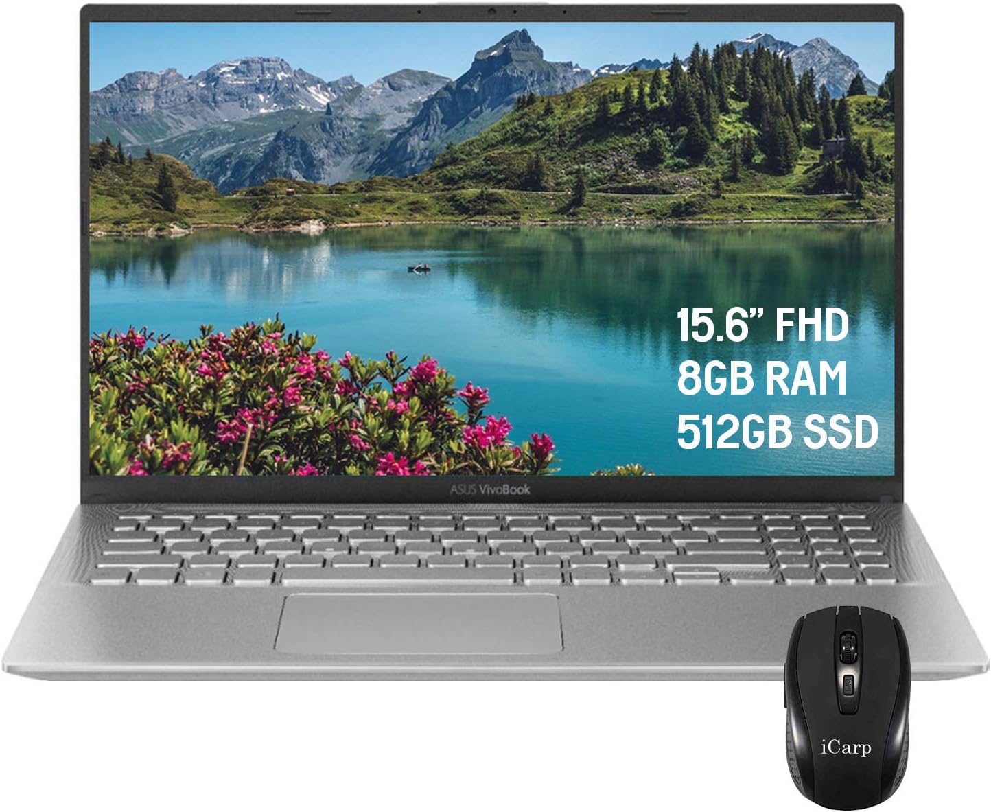 2020 Flagship ASUS VivoBook X512DA 15 Laptop Computer 15.6" FHD Display AMD Quad-Core Ryzen 5 3500U (Beats i7-7500U) 8GB DDR4 512GB SSD Webcam AMD Radeon Vega 8 Win 10 Pro + iCarp Wireless Mouse