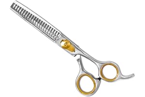 Sharf Professional Thinning Scissors: Sharp 440c Japanese Steel Chunkers Shear 6.5" 22 Teeth Gold Touch Dog Grooming Scissors Texturizing Scissors w/Easy Grip Handles| Must-Have Groomers & Home Groom