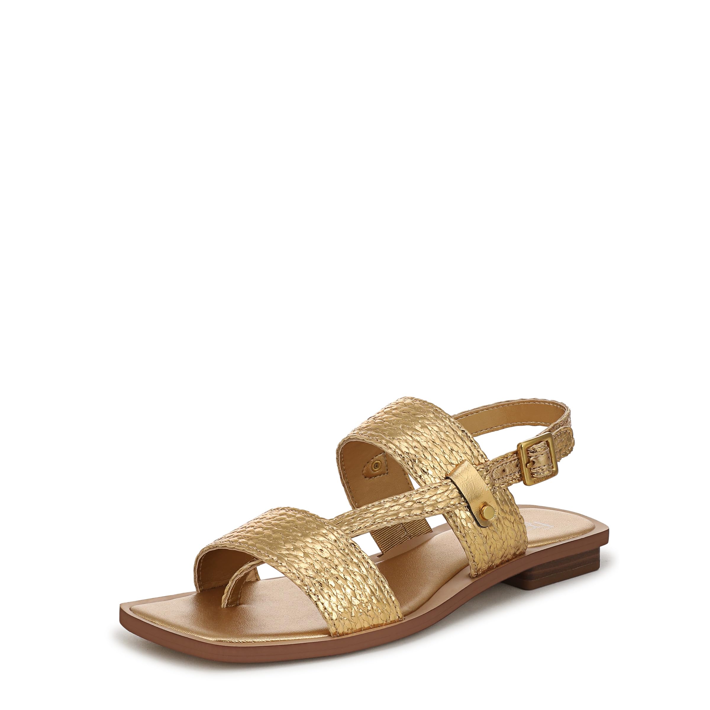 Franco Sarto Women’s Enrica Sandal Ocra Gold Metallic Braided Raffia 6.5 M