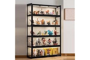 Curio Cabinet with Glass Doors Glass Display Cabinet Acrylic Display Case China Cabinet Natural Bamboo Frame, Glass Cabinet f