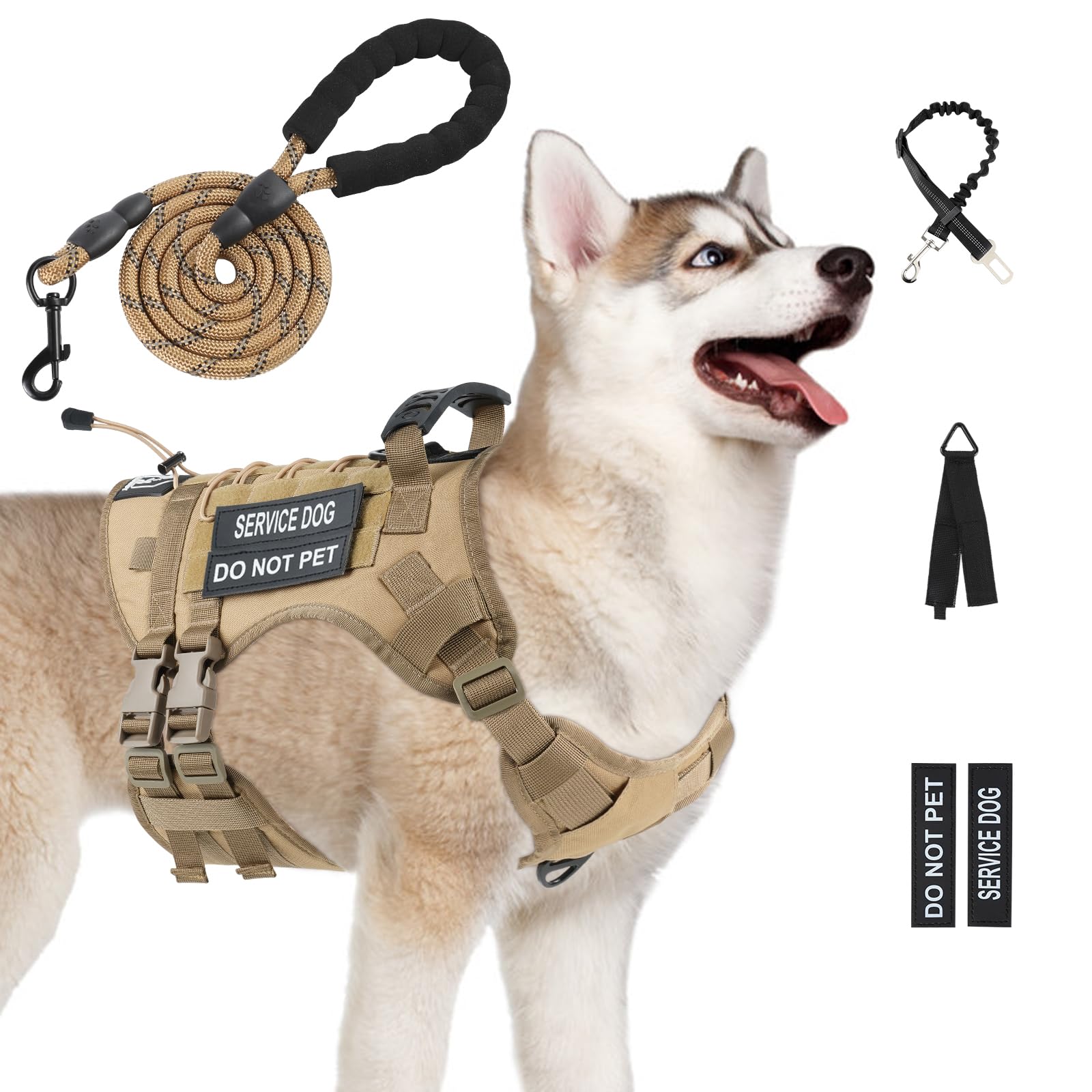 Photo 1 of ***(PARTS ONLY -MISSING PIECES -SELLING AS IS )***
Yungaspy No Pull Tactical Dog Harness for Medium Dogs, Escape Proof Molle Dog Vest Harness and Leash Set, Adjustable Military Service Dog Harness with Handle for Medium Large Dogs(Brown,Medium)