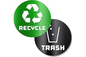 VINYL FRIEND 4 Pack Recycle Trash Decals Sticker to Organize Your Trash - for Garbage containers and Recycle Bins - Laminated and Premium Vinyl Decal (Metallic Green, Small)