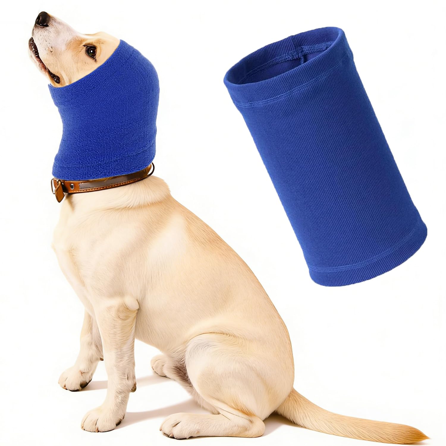 Norhogo Dog Snood Ear Protector, Calming Pet Noise Reduction Ear Covers, Reducing Noise Dog Neck and Ear Warmer, Pet Neck and Ears Warmer Headwear, Fireworks Calming Ear for Dogs, Blue M