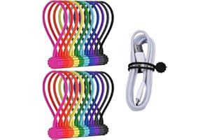 Rich&Ray 10Colors-20Pack Reusable Silicone Twist Ties, Magnetic Cable Ties with Strong Magnet for Organizing Cables, Hanging Stuff, Stationary PlantBranch, Used in Many Ways or Just for Fun