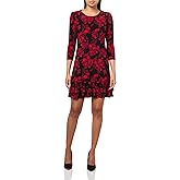 Tommy Hilfiger Womens 3/4 Sleeve High Neck Ruffle Trim Jersey Mini Dress