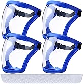Relaxweex 4 Pack Super Protective Face Shields with Filter Pad for Grinding and Cutting Plastic Full Face Masks Bulk for Woodworking (Blue)