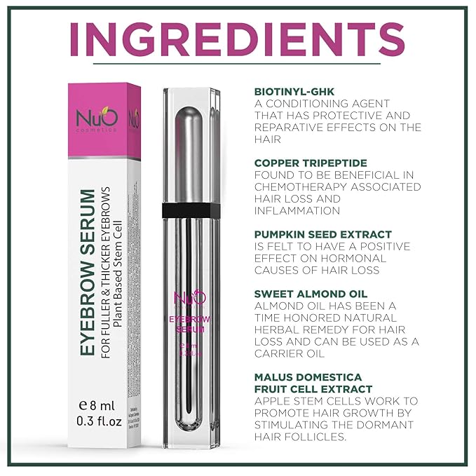 Amazon Com Nuorganic Eyebrow Serum Growth Enhancer Gel Naturally Grow Fuller Darker Thicker Brows Plant Based Stem Cell Serum With Biotin Growth Peptides Fast Absorbing Vegan Cruelty