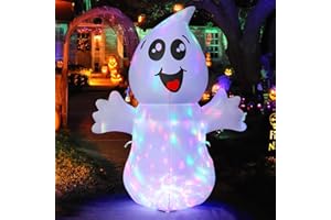 GOOSH 5 FT Halloween Inflatable Ghost Outdoor Decoration with Magic Light, Blow Up Yard Decoration with Built-in LEDs for Garden Lawn Indoor Party Holiday Decor
