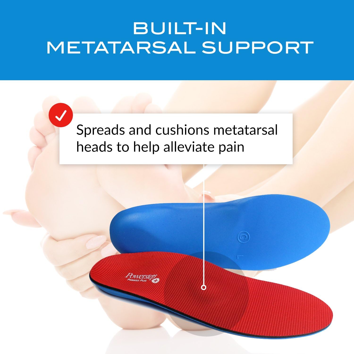 Powerstep Pinnacle Plus Met Insoles, Red/Blue: Shoes