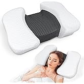 HOMCA Beauty Pillow for Back Sleeper, Memory Foam Back Sleeping Cervical Neck Pillow Reduces Pressure on Skin, Wrinkle Prevention, Ergonomic Design for Neck and Shoulder Pain Relief