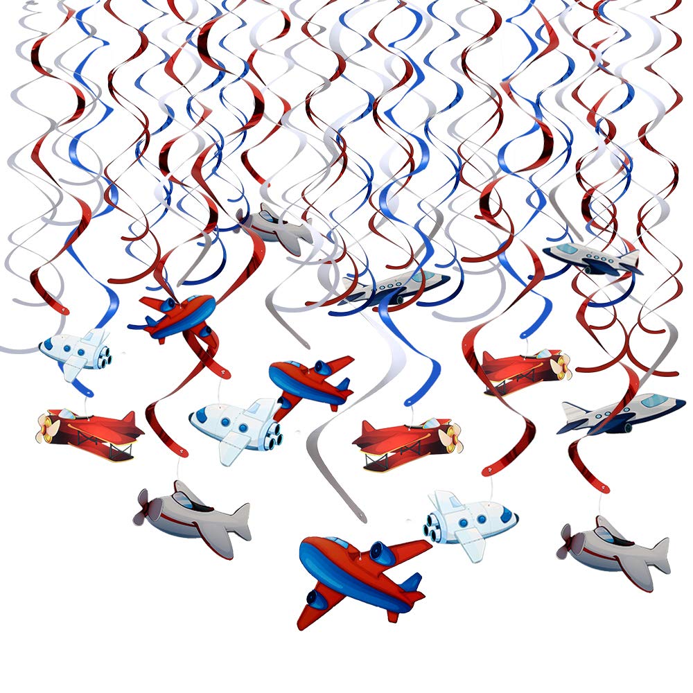 HOWAF Plane Hanging Swirls Decorations(30Pack), Flying Gliders Spiral Garland Ceiling Decoration for Home, School, Kids Girls Boys Birthday Party Decorations Supplies
