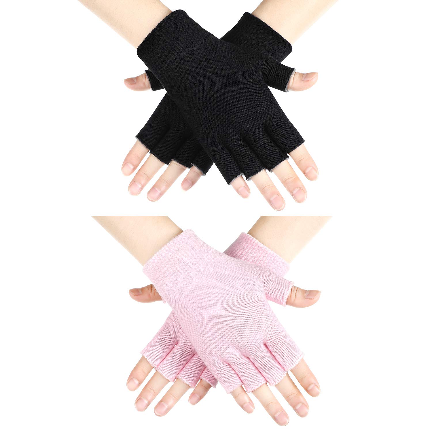 2 Pairs Moisturizing Gloves Fingerless Moisture Cotton Gloves Soft Moisturizing