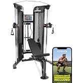 Inspire Fitness FT1 Functional Trainer with Bench - Compact at Home Workout Machine with Accessories - Two 165 lb Weight Stacks - Smooth Glide Cable Machine with Weight Bench