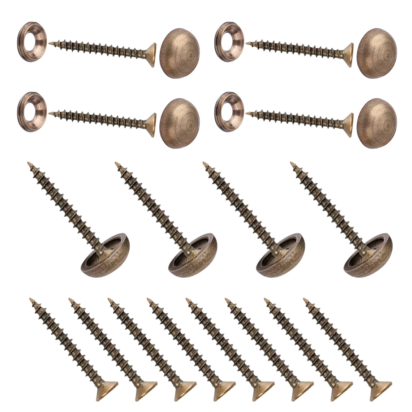 INCREWAY Decorative Brass Mirror Screws - 8pcs with Dome and Washers (13mm) — image 1