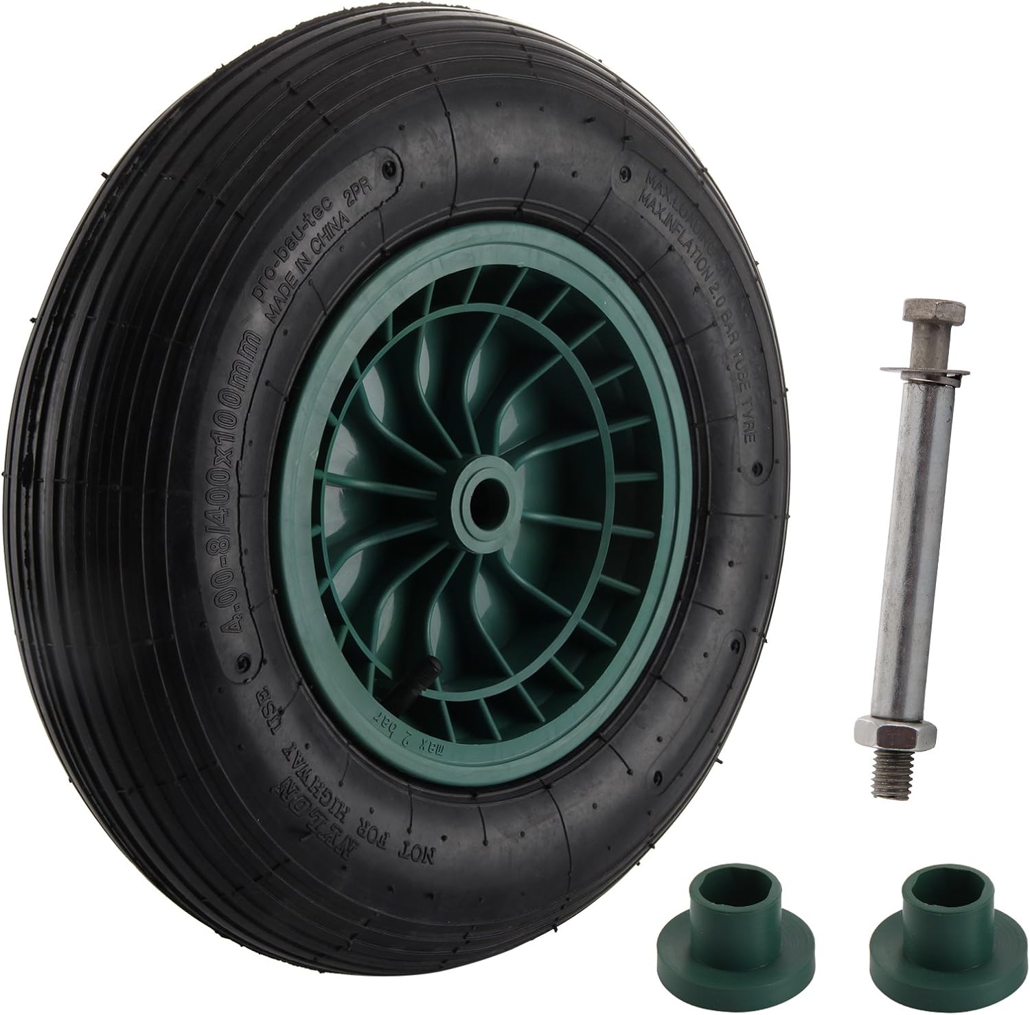 Shoze 14" Green Universal Pneumatic Inflatable Wheelbarrow Wheel Tyre 4