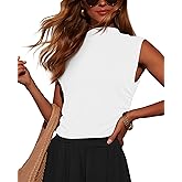 OMSJ Womens Mock Turtleneck Tank Tops Slim Fitted Sleeveless Crop Top Stretchy Summer Casual Trendy Side Ruched Shirts